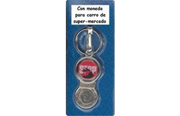 Llavero con moneda para carro STOP